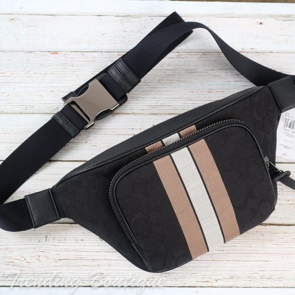 NWT Coach Thompson Belt Bag In Signature Jacquard With Varsity Stripe - Picture 2 of 9